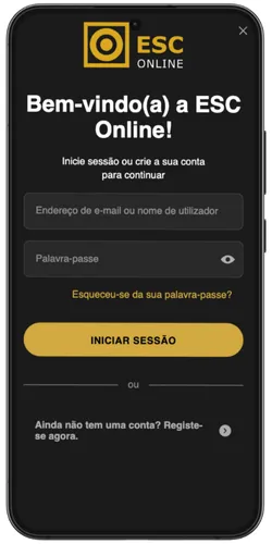 Após instalar o ESC Online APP no Android, abra o aplicativo, faça login ou registre-se para acessar apostas esportivas, cassino ao vivo e bônus de boas-vindas no ESC Online APP Portugal