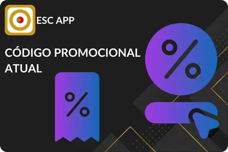 Banner promocional ESC APP com código promocional atual