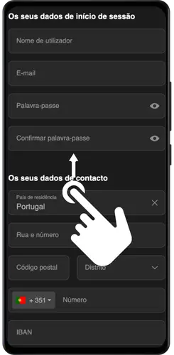 Teclado otimizado do dispositivo durante o preenchimento do formulário ESC