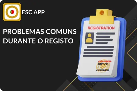 Ilustração de problemas comuns no registo da ESC App